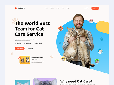 Cat Care - Landing Page animals animals care cat care cat website minimalist pet care pet website ui uidesign uiux user interface userinterface