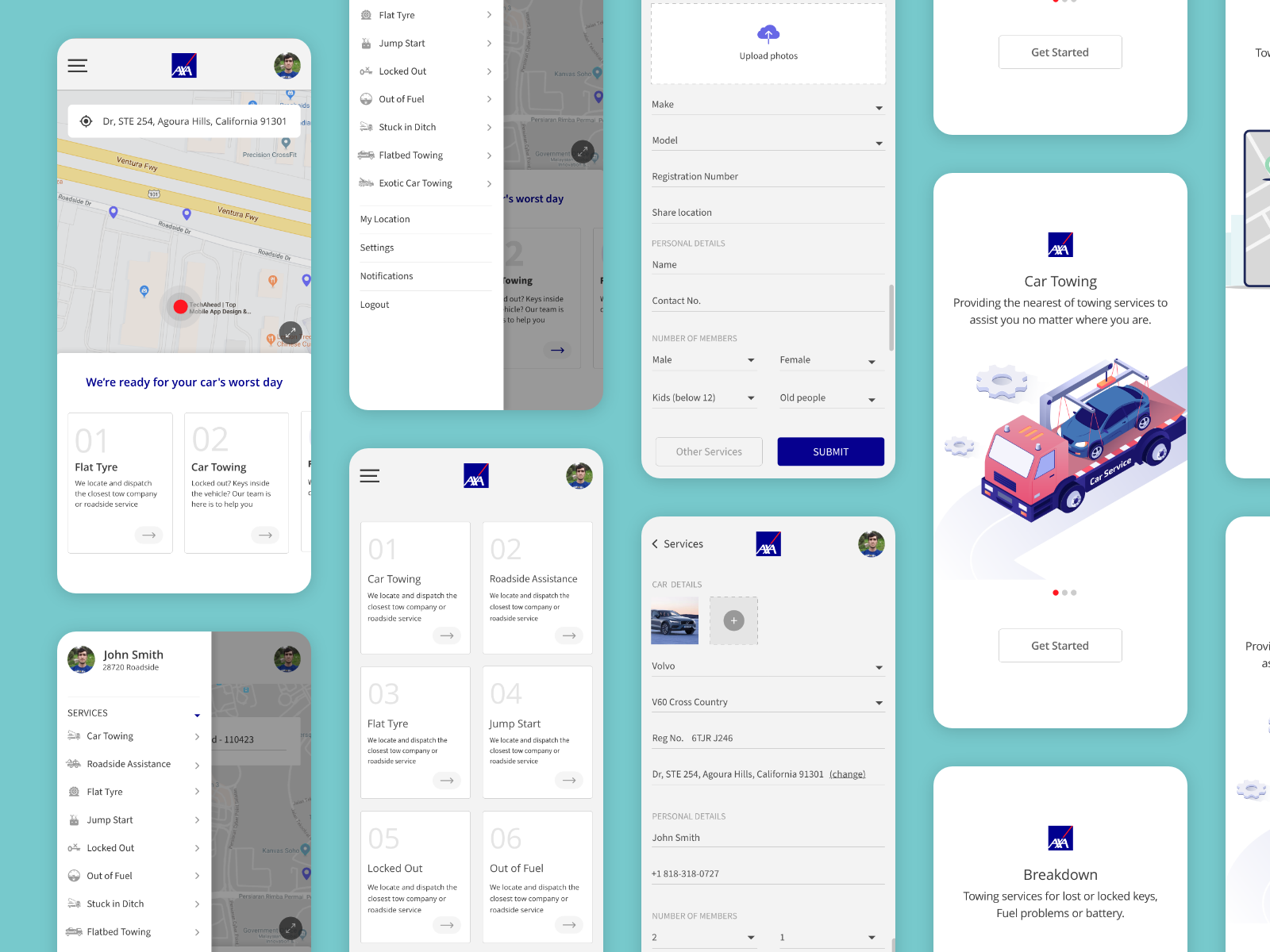 AXA Roadside Assistance by User Interface for TechAhead on Dribbble