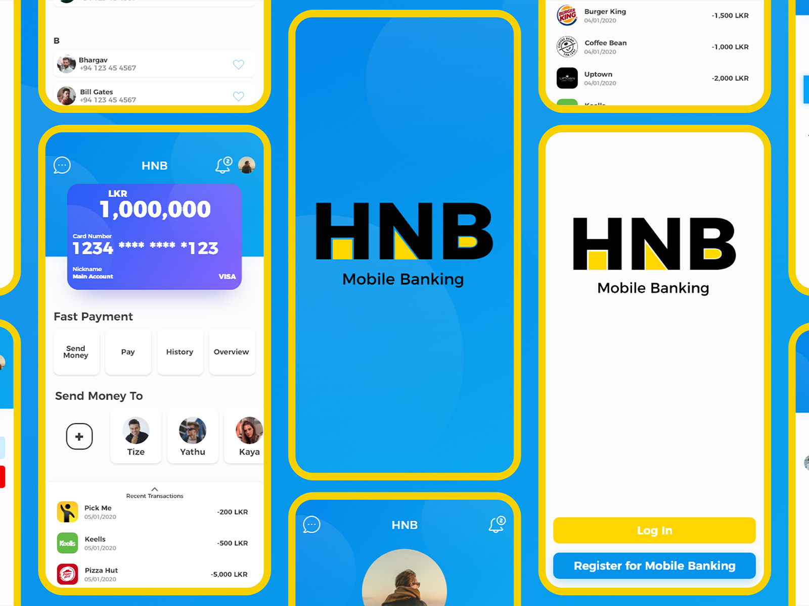 HNB Mobile Bank App Concept UI/UX Design by Ginthozan Varnakulasingam