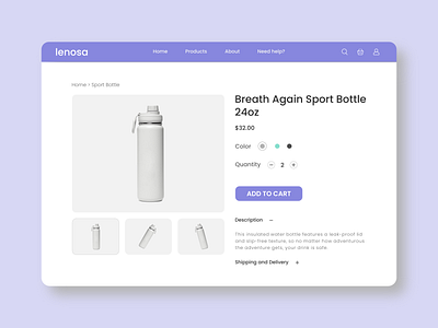 lenosa Sport Bottle Product Page UI