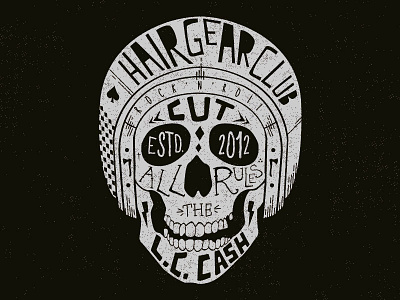 Hair Gear Club, T Shirt!! cash cut hair illustration skull t shirt tee