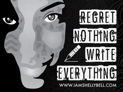 Regret Nothing, Write Everything face iamshellybell illustration portrait shelly bell vector