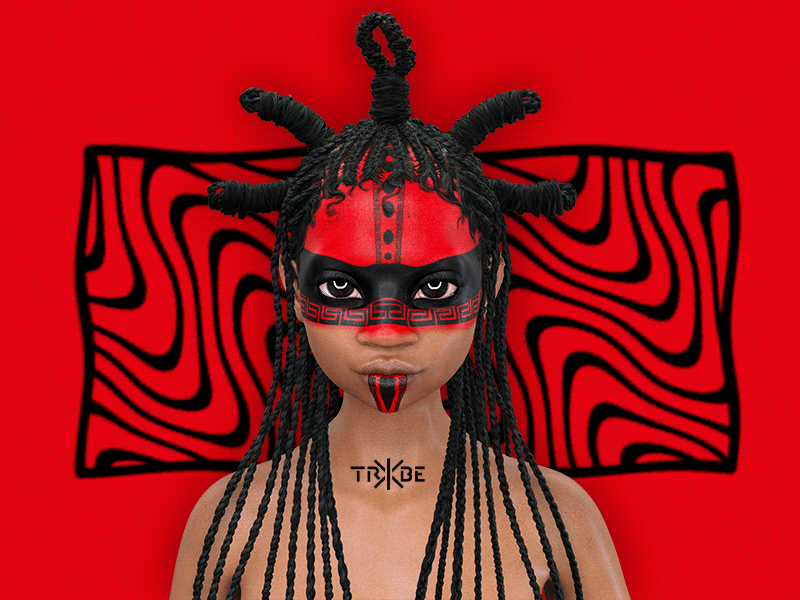Hypno Rouge afrofuturism hypnotize metaver nft red rouge tribal tribe x tribex warrior wavy
