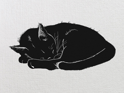 Inktober #2 - Tranquil black and white black cat cat inktober inktober2018 napping tranquility wacom