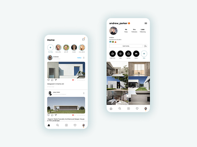 Instagram Mobile App for Architectures architecture designer designmobile instagram interaction design redesign ui ui design uiux design