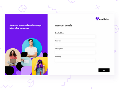 Signup Form For Emailwish branding cards cards ui cheerful colored shadow design login login form login page login screen on boarding onboarding onboarding screen onboarding screens onboarding ui sign up signup