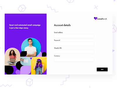 Signup Form For Emailwish branding cards cards ui cheerful colored shadow design login login form login page login screen on boarding onboarding onboarding screen onboarding screens onboarding ui sign up signup