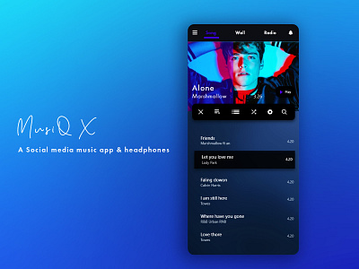 Best Music App for Android : Musiq X App 2019 trends android app android app design android app development best design best designer branding cards ui cheerful colored shadow colorful app