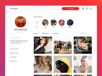 Instagram Profile Page – Web Design
