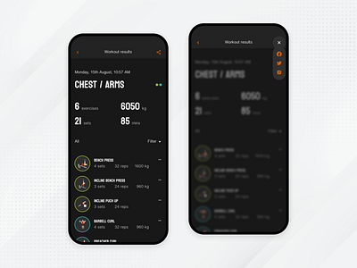 Workout App – Share Results Screen