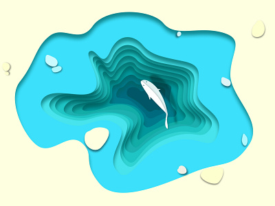Puddle Fish - Illustration Concept 3d colors design elegant flat illustrator material minimal palette pastel shadow soothing vector web