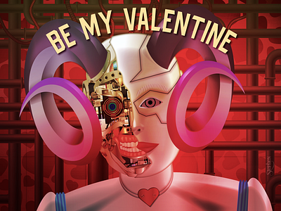 BE MY VALENTINE droid hearts illustration illustrator just for fun valentine valentine day