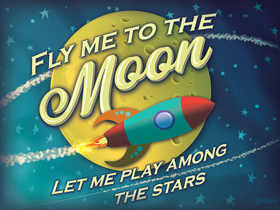 Fly me to the Moon adobe illustrator fly illustration just for fun moon stars vector