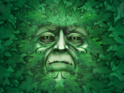 Green Man adobe illustrator face garden green illustration leaves plants