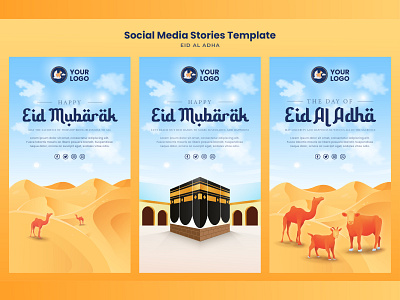 Vector social media stories template eid al adha mubarak