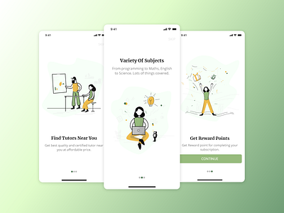 Walkthrough Screens app design illustration minimal tutor finder ui ux vector web website