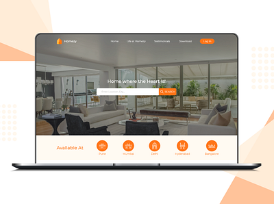 Homezy Co-Living Space app branding clean co living design logo minimal orange ui ux web website