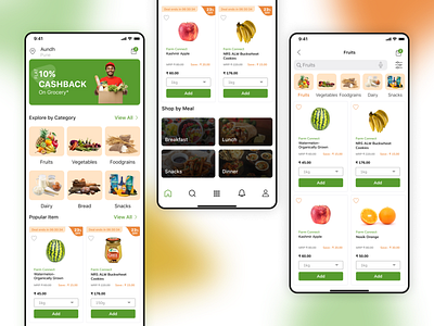 Grocery Delivery App app card cart clean design e commerce e commerce app grocery app minimal ui ux