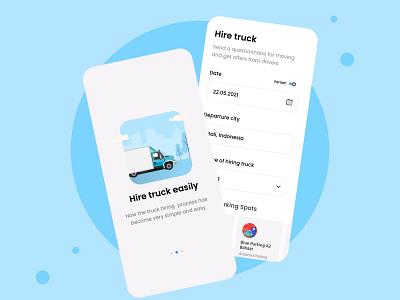 Hire Truck 3d android app animation branding clean design clean ui design graphic design illustration logo motion graphics ui ux vector