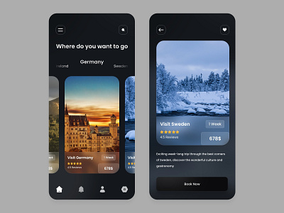 Travel Application android app branding clean design clean ui design illustration logo ui ux vector