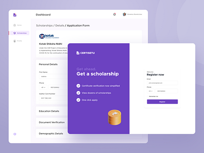 Scholarship Portal 3d college edtech education figma ui