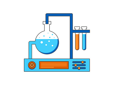 "Testing" blue flat icon illustration orange outline science stroke tech vector