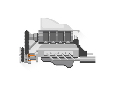 Engine Illustration car engine flat geometric illustration tech vector