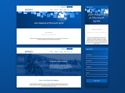 Microsoft Ignite Web Page blue gradient ignite microsoft mobile motorcycle radial technology ui ui ux ux web design