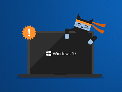 Windows 10 Ninja Cat Illo cat flat gradient illustration it laptop microsoft new ninja technology windows 10