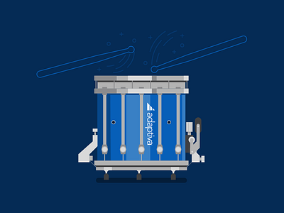 Drum roll please... blue drum drum sticks flat illustration marching motion shading shine snare