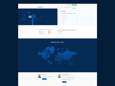 Contact Us Page adaptiva blue contact flat gradient grid illustration interactive map ui ux web