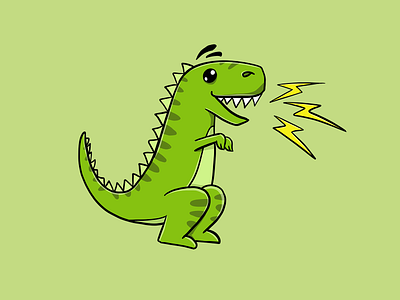 T-Rex with Flashes animal cartoon dinosaur flash funny green illustration ipad jurassic pencil trex tshirt