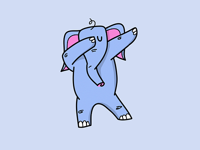 Elephant Dabbing animal blue cartoon cute dab dabbing elephant funny illustration pencil pose