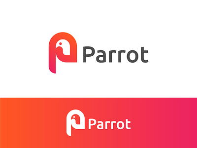 Letter P and Parrot - White space logo design concept