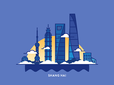 Shang hai city colour illustration shanghai