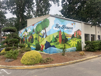 The Be Known Mural at George Fox University art design digital illustration mural watercolor