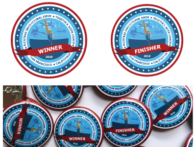 Pin Winner and Finisher 2018 alcatraz coach finisher pin pin design san francisco swim swimer water winner