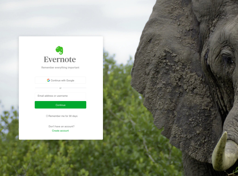 Evernote Login by Cocopine SA on Dribbble