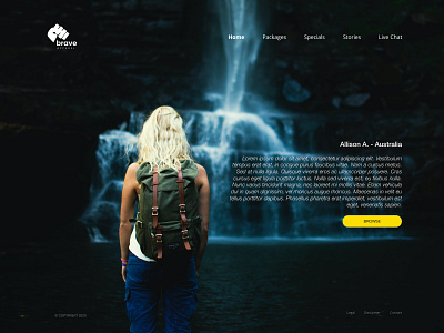 Brave Dark adobe xd design hero landingpage travel travelling web web design website website design