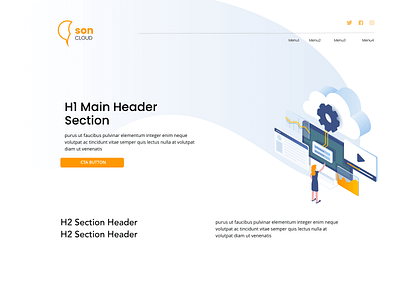 SonCloud Storage adobe xd cloud hosting design illustration isometric art landing page vector web design xd