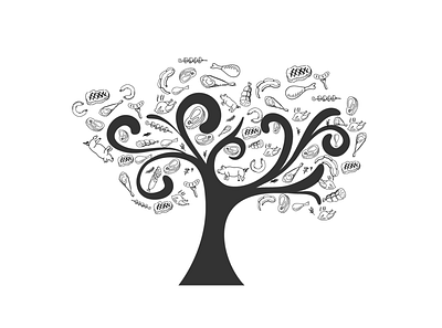 The Meat Tree branding design illustration logo vector