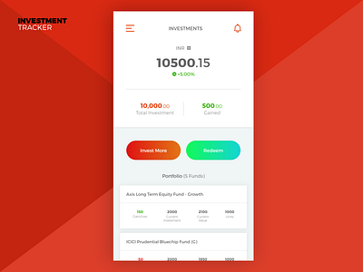 Investment Tracker adobe photoshop adobe xd app design dribbble expensess tracker icon invest investment tracker mobileapp moneycontrol tracker typography ui ux vector