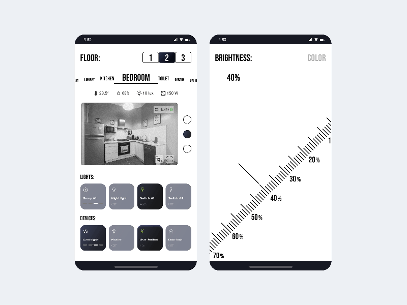 Design for home control app