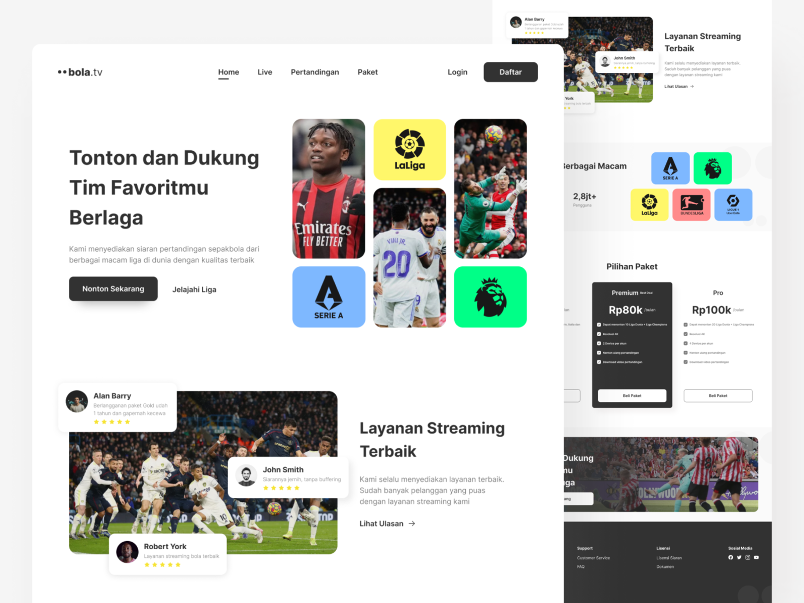 Football Streaming Website Landing Page by Ananda Faris on Dribbble