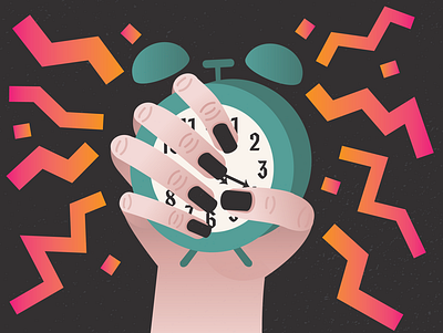 Take Your Time clock design grab green hand illustration illustrator orange pink take time vector