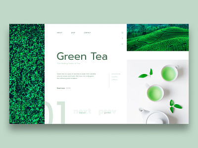 Green Tea Concept concept design green health minimalist tea ui web web design