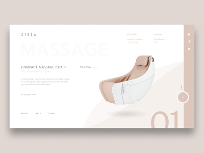 SYNCA Concept concept design massage massage chair minimalist synca ui web web design