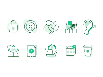 Micro illustrations fintech green icon icon set iconography illustration set