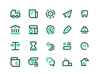 Icons fintech flat green icon icon set iconography illustration two tone ui ux vector website
