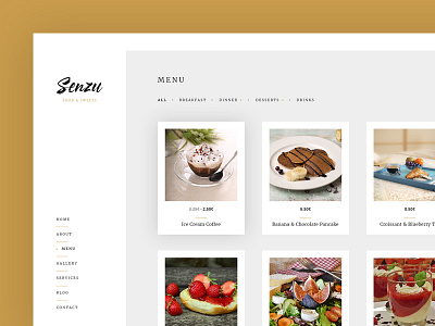 Senzu food layout menu page restaurant template ui uiux ux web webdesign webpage